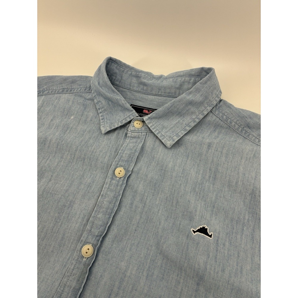 Vineyard Vines Classic Fit Chambray Button Down Shirt Men's XL Subtle Whale Logo